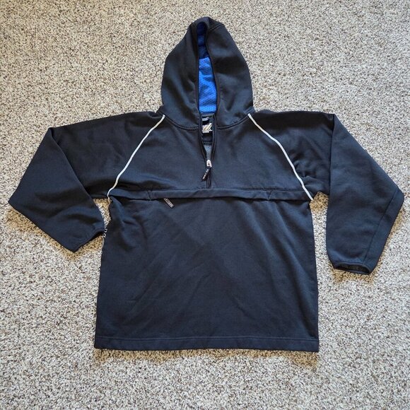 Y2K Volcom V-Line Mens 1/4 Zip Hoodie Size Med Black Surf Skate Grunge Vintage - Picture 1 of 8